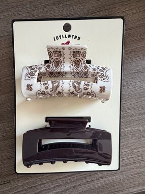 Idyllwind White Paisley & Dark Brown Hair Claw Clips